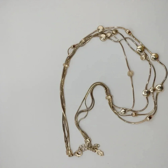 18" Gold Tone Multiple Strand Adjustable Fashion Necklace Circular Pendants - Picture 7 of 8